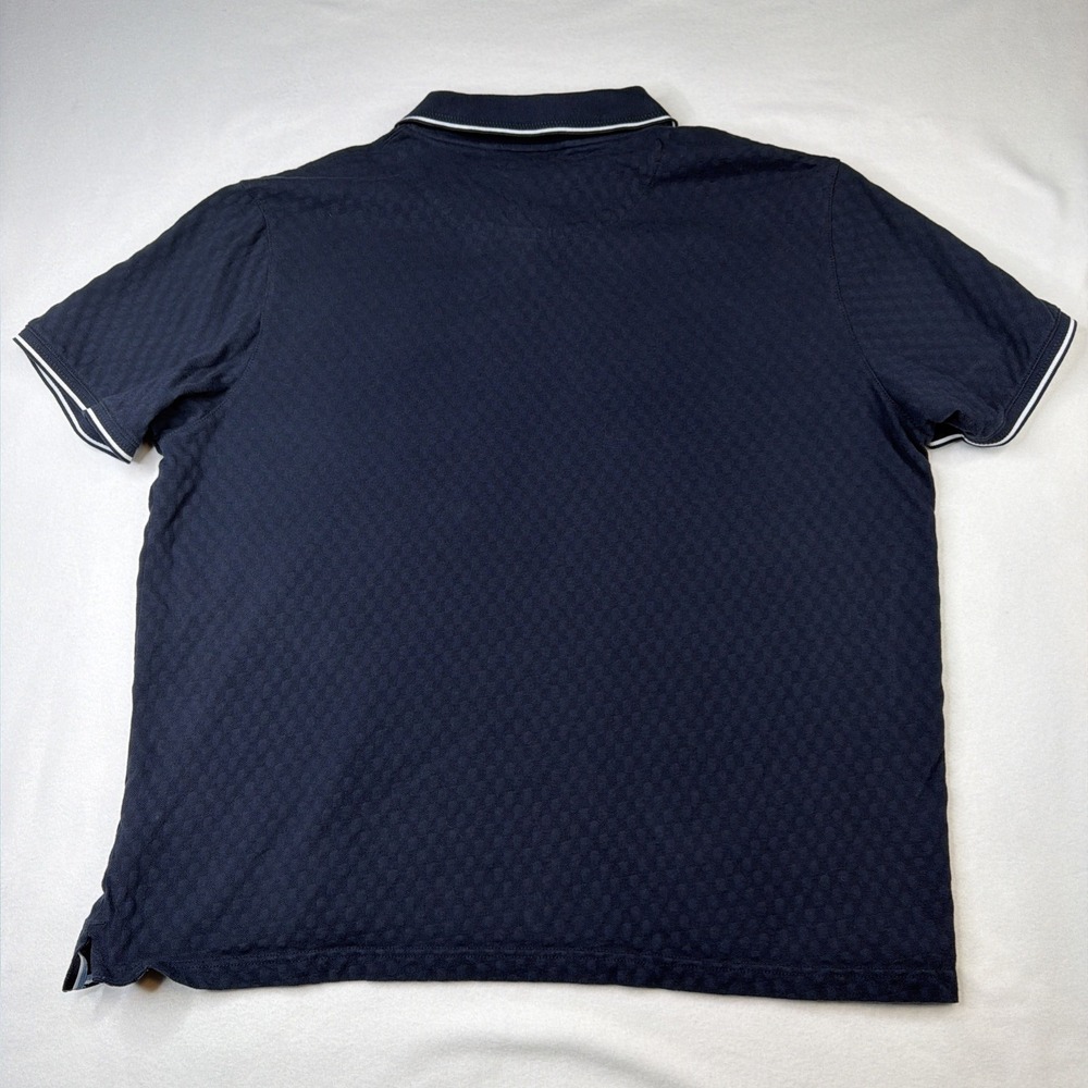 Ted Baker Men's Polo Shirt XL Navy Textured Short Sleeve Cotton Casual - Picture 2 of 7